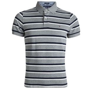 Custom Fit Tommy Hilfiger Grey Striped Polo